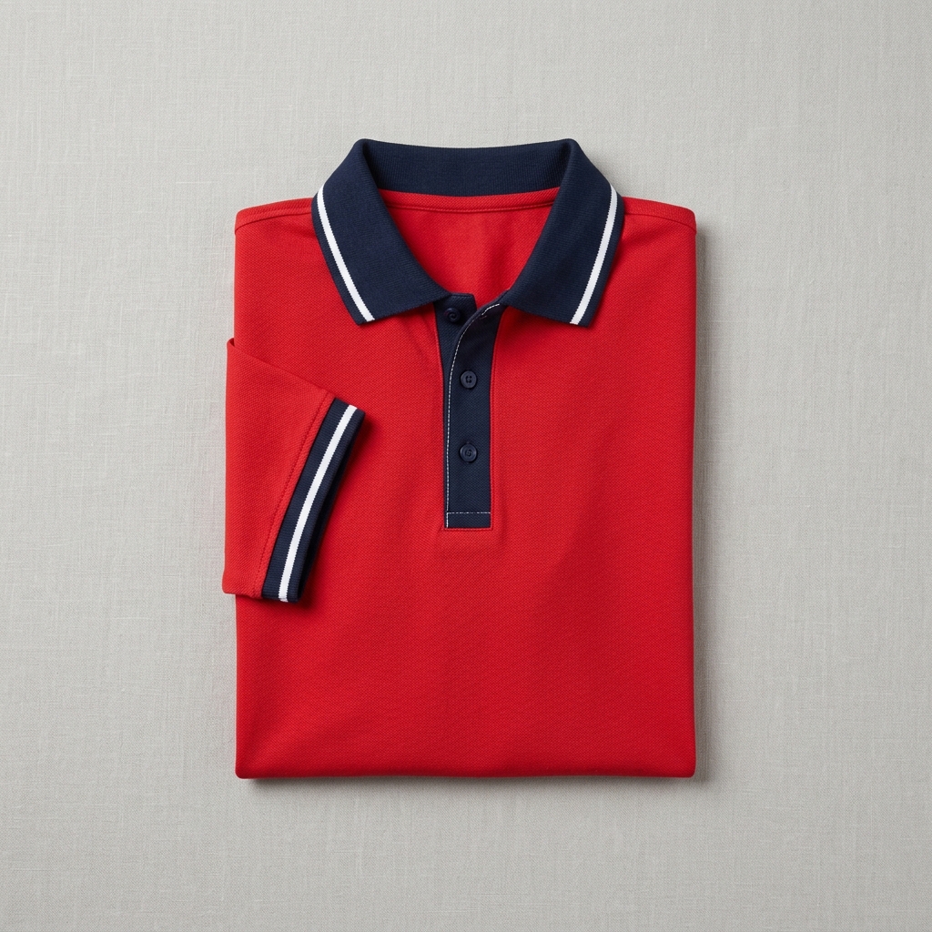Red and Striped Navy Polo
