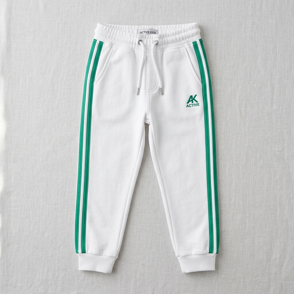 White and Green Striped Trackpants
